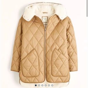 Abercrombie & Fitch Quilted Sherpa Liner Jacket in Brown NWT
